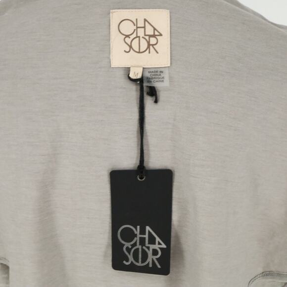 Chaser Top Womens Medium Gray Blouse Stretch Knit Open Back Sleeveless New - Picture 6 of 14